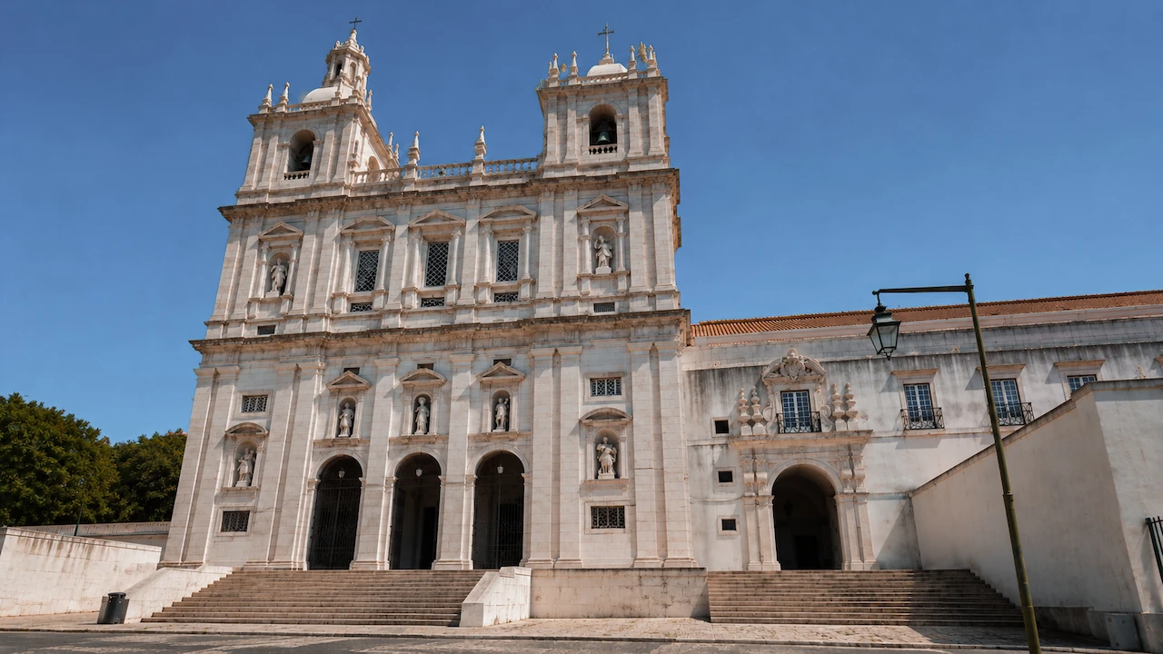 The façade of Mosteiro de São Vicente de Fora in Lisbon